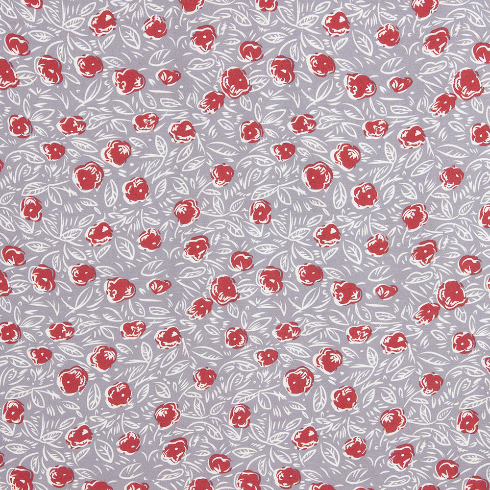 Ткань Штапель Е571.02 серый принт цветы (108 г/кв.м) 150см/±35м