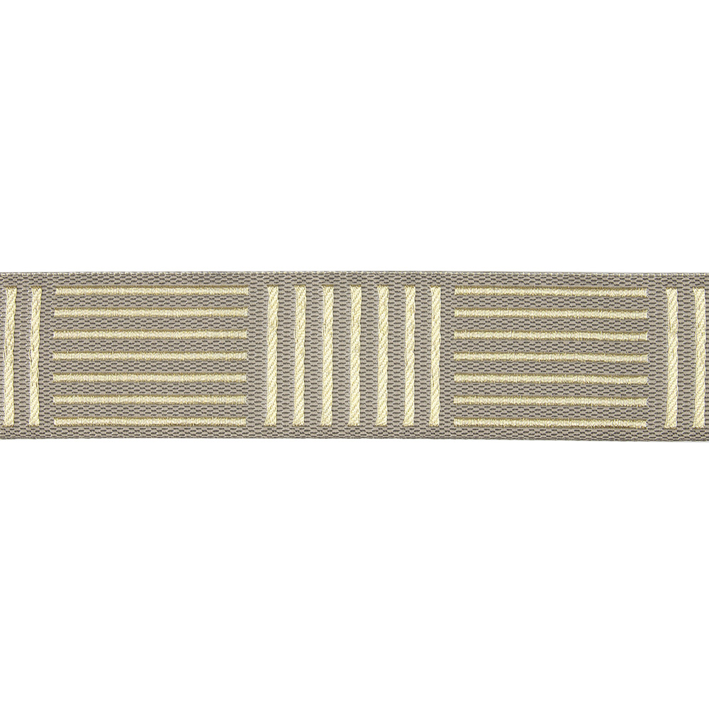 Текстильный бордюр YGH291-2 Mirtex серо-бежевый/золотой "Сканди 2", ширина 4,5 см/±25 м