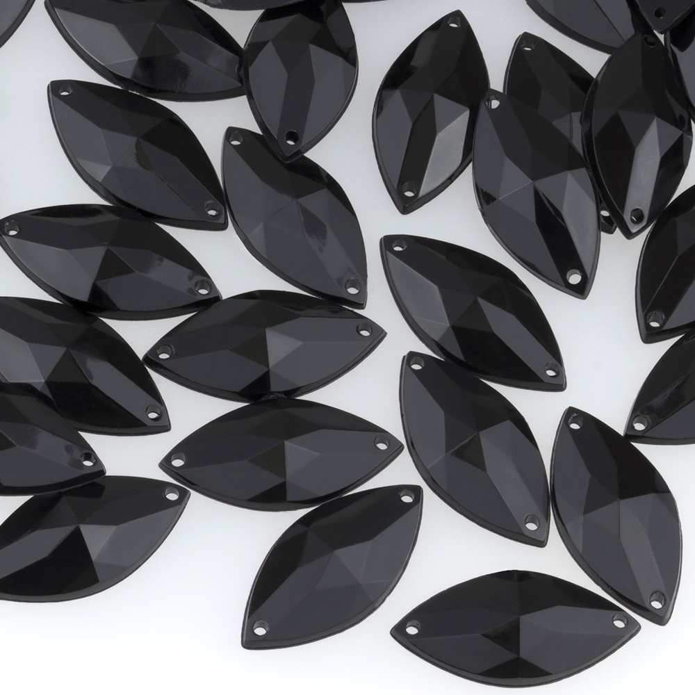 Стразы пришивные Ромб 12*25 мм 1# черный (100)