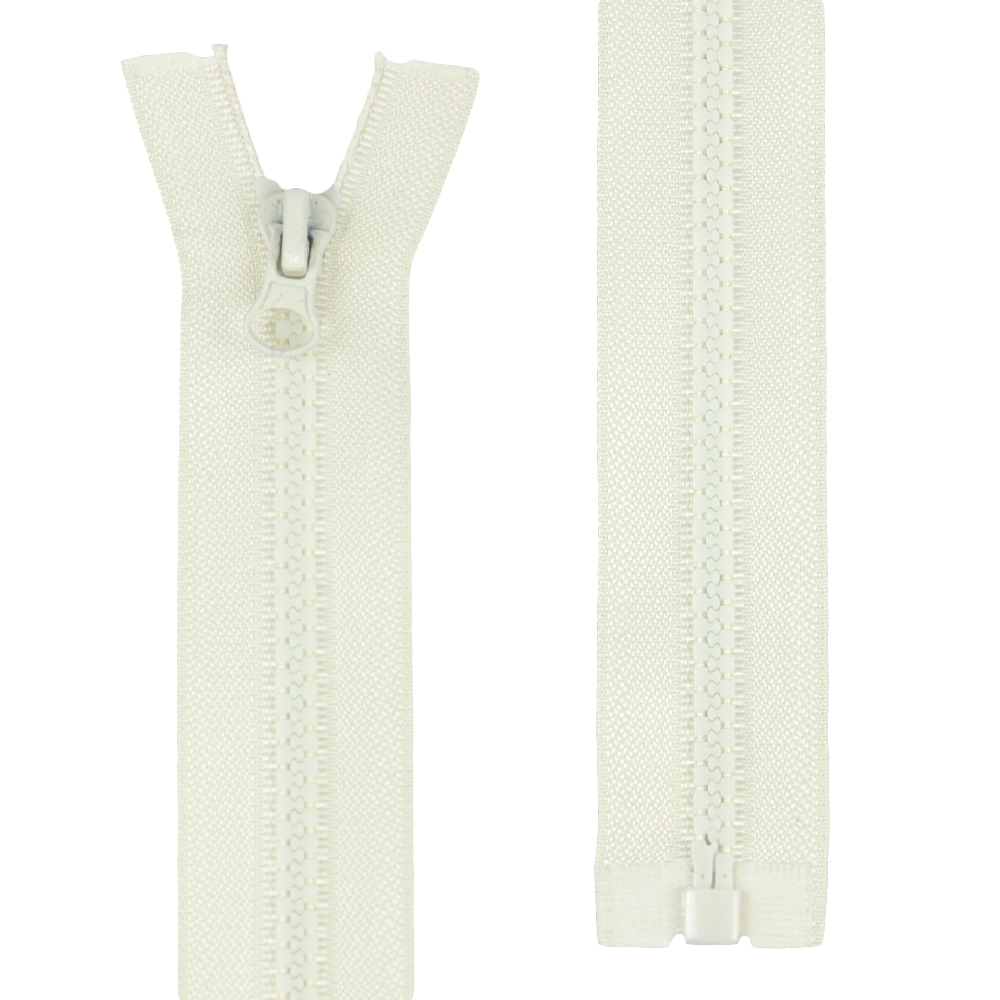 Молния тракторная разъемная Т5 (1-замок) 60 см №306 белый шелк УСИЛЕННОЕ ЗВЕНО (пуллер-овал) (10 шт)