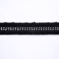 Тесьма с металлической цепочкой 1106 черный/серый (50 ярд)
