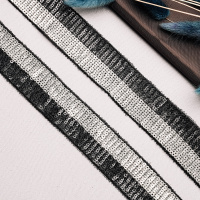 Тесьма с пайетками UG1776-2 черный/серебро шир. 3,3 см (13,716 м)