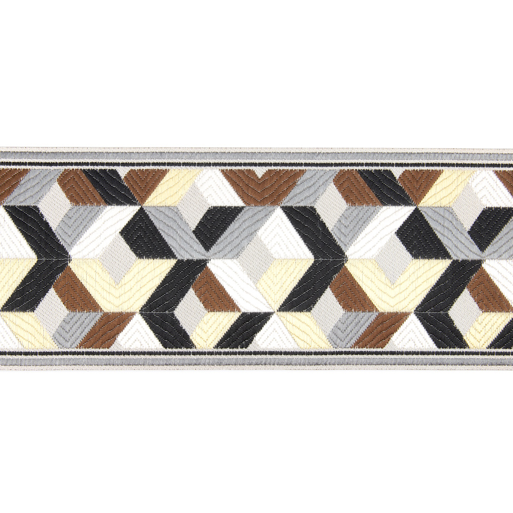 Текстильный бордюр YGH328-4 Mirtex серый/коричневый/золото "Фантазия 1", ширина 9 см/±25 м