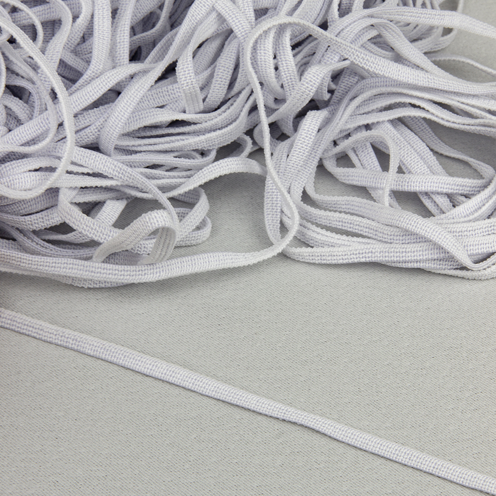 Резинка для медициских масок - Тесьма эластичная к3370 (стандарт) 4 мм белая (1кг~415 м)