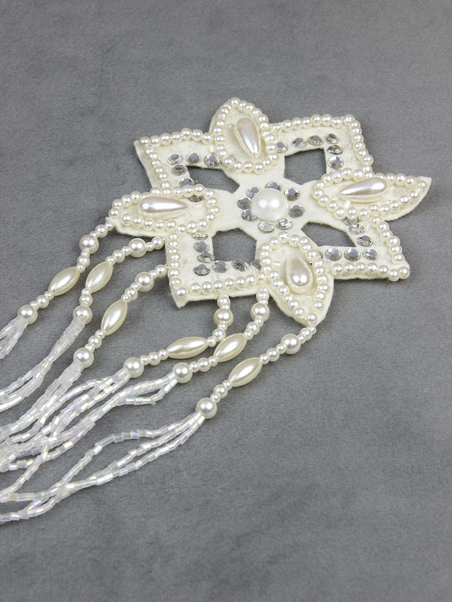 Вставка с бисером и бусинами F011A белый (10 шт)