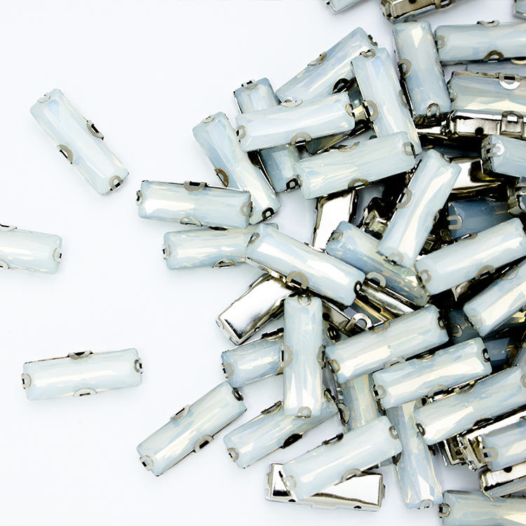 Стразы пришивные в оправе Палочки 7*21 мм 013# жемчужные (100 шт)