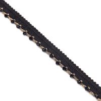 Кант с люрексом и бусами 1108 золото/черный (уп. 9,144 м)