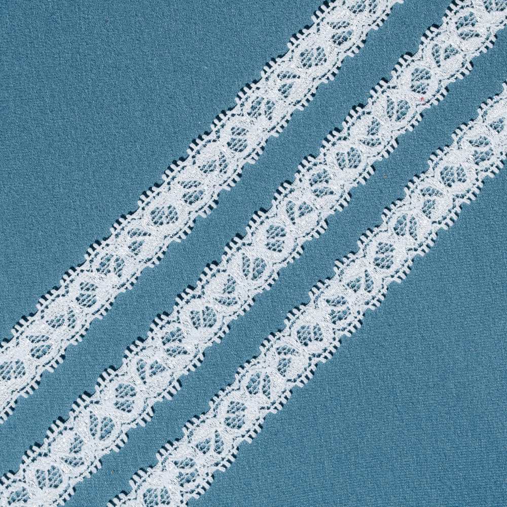 Кружево эластичное 2765 белый, 1.1 см, (350 ярд)