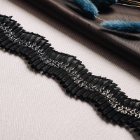 Тесьма-оборка 08HT-86 черный/серебро (22,86 м)