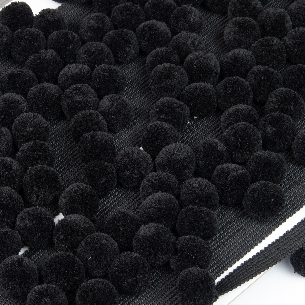 Бахрома с помпонами, из коллекции "Pompon" YMQ-4 черный (L4см/D2,5см/между шариками 8см)(12,5м)