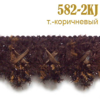 Тесьма вязаная с кожзамом 582-2KJ темно-коричневый (27,43 м)