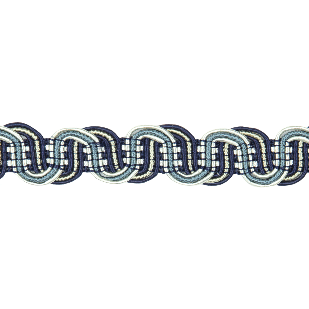 Сутаж отделочный LLS18-6 Mirtex темно-синий/бирюзовый/св.бежевый/молочный (3 см/12 м)