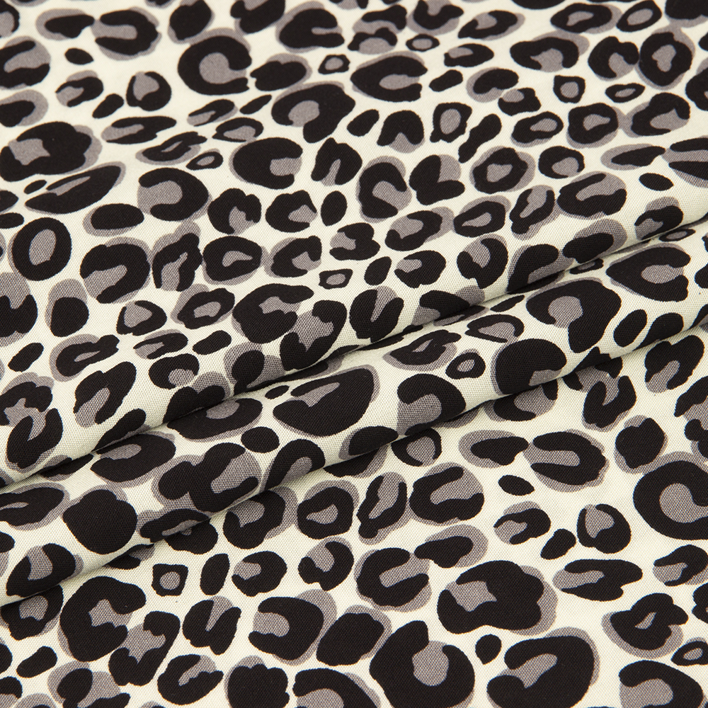 Ткань Штапель принт серый/черный164-904.02 экрю (92г/кв.м) 150см/±50м