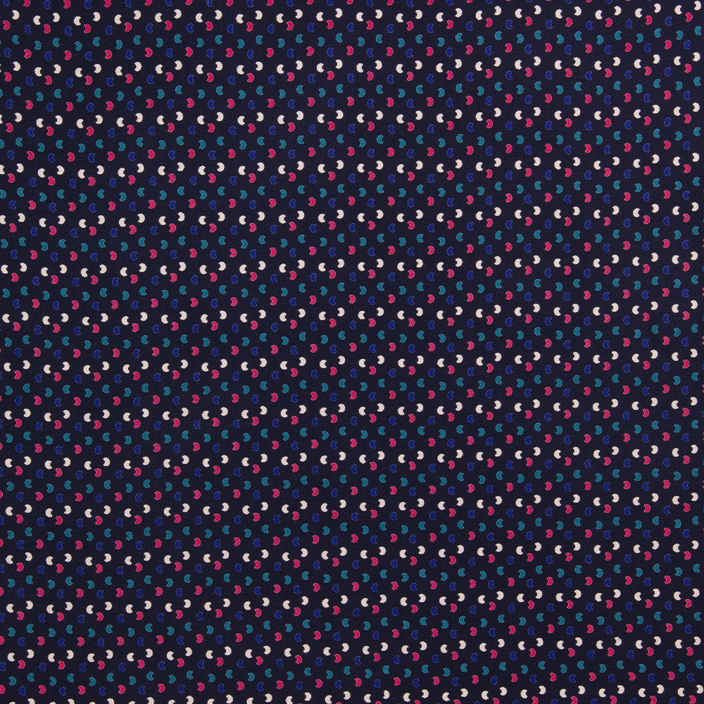 Ткань Штапель Е571-2.03 цвет темно-синий принт мультиколор (112 г/кв.м) 150см/±35м