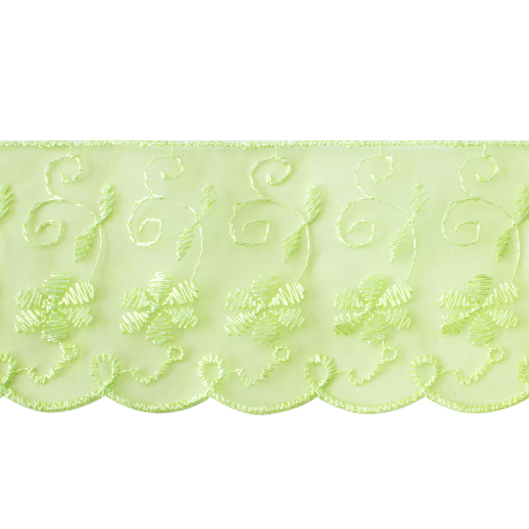 Тесьма из органзы T8-5(76) салатовый (14 ярд.)