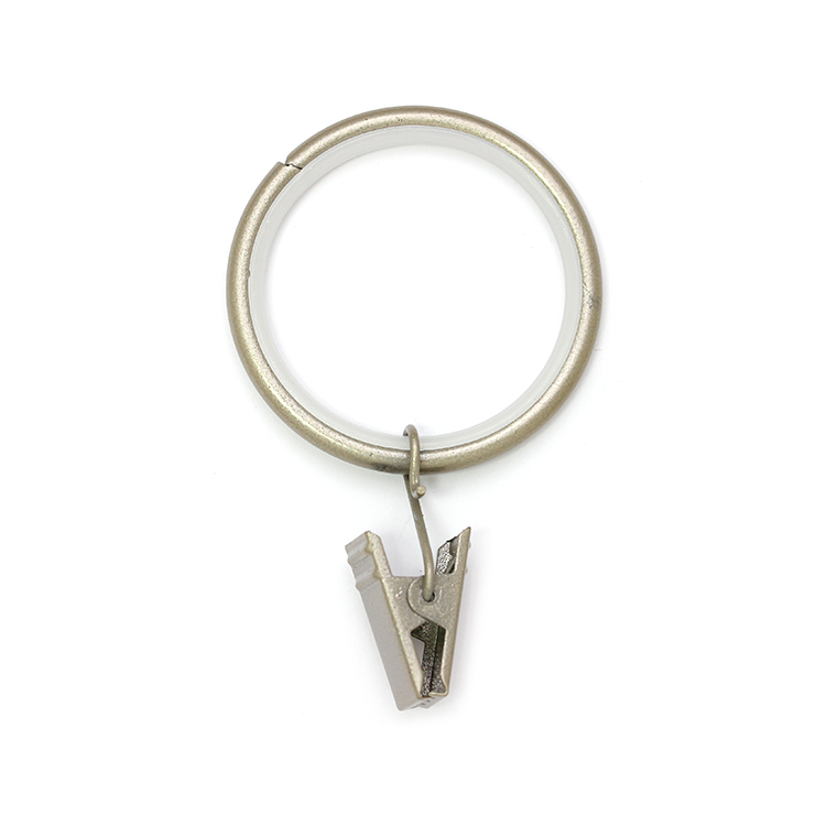 Кольцо тихое металлическое с крокодилом для карнизов диаметром 25/28 мм 147 матовый хром (10 шт)