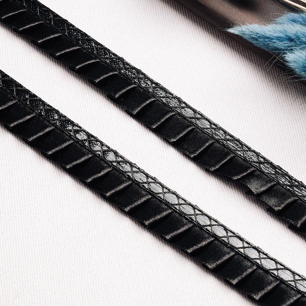 Тесьма-складка TR050 кожзам односторонний, черный (50 ярд.)