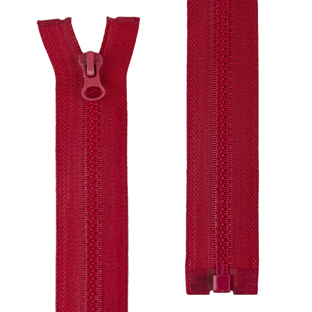 Молния тракторная разъемная Т5 (1-замок) 40 см №148 красный, УСИЛЕННОЕ ЗВЕНО (пуллер-овал) (10 шт)