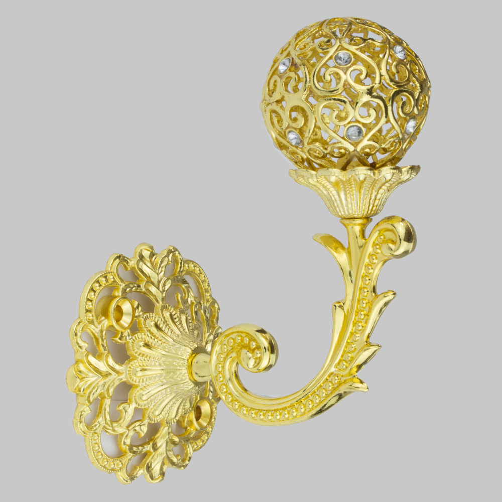 Держатель для подхватов "Ажурный шар" со стразами YSX304 Mirtex золото (2 шт)