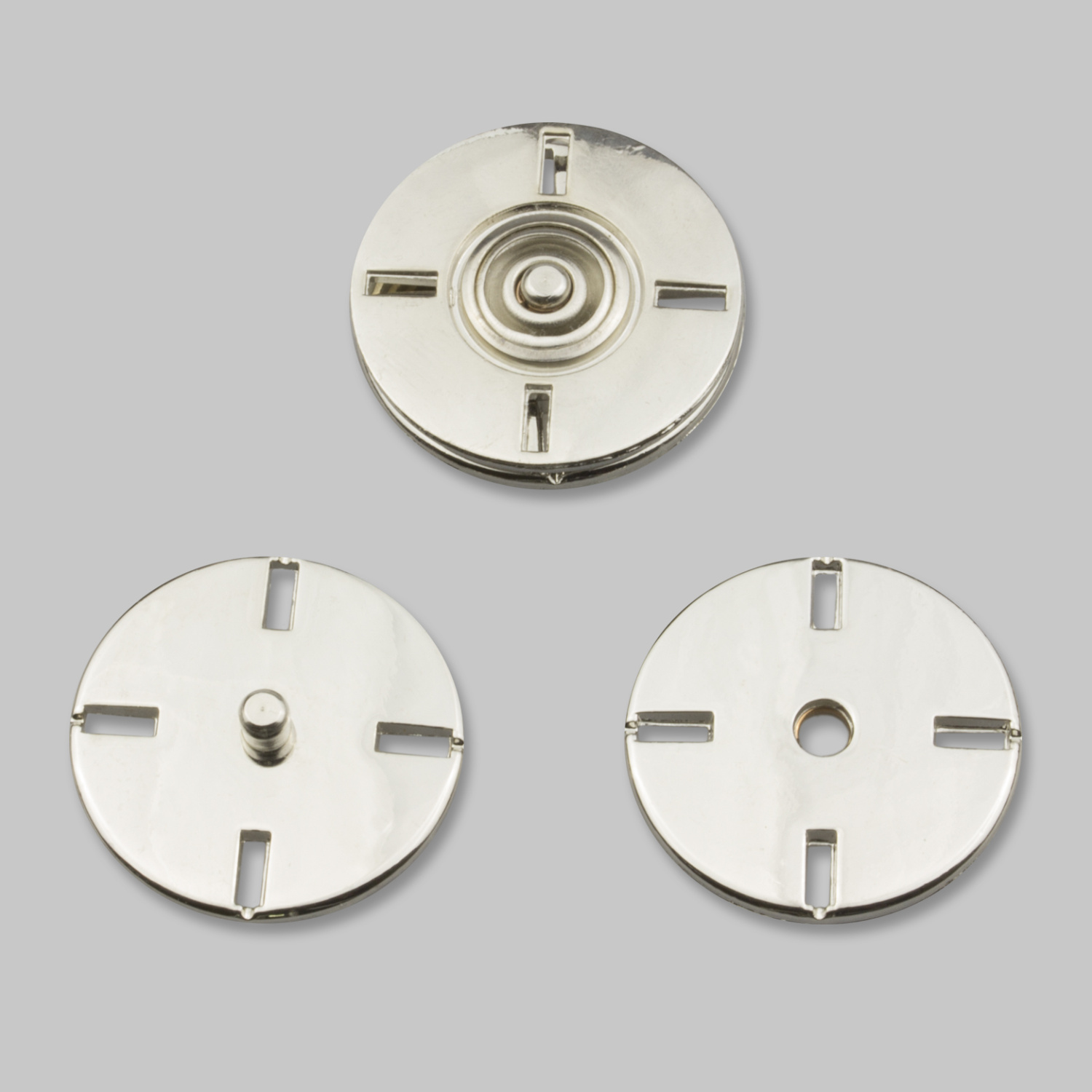 Кнопка пришивная декоративная нержавеющая металлическая HJ001 36L никель (24 шт)