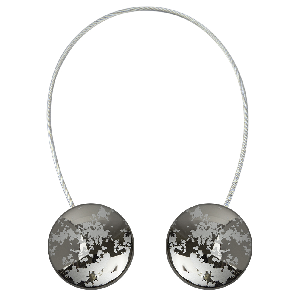 Клипса с магнитом круг 45 мм на тросе "Пятнышки" №26АЖЗ Темный никель