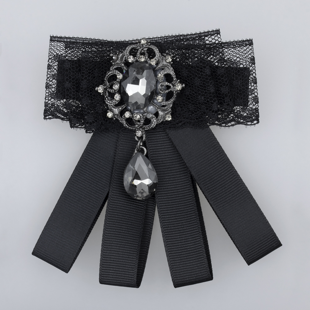 Бант Брошка на булавке B057-1 черный (5 шт)