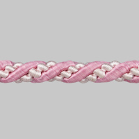 Шнур витой SH20-2 розовый/белый (искусственный шёлк) (25 м)