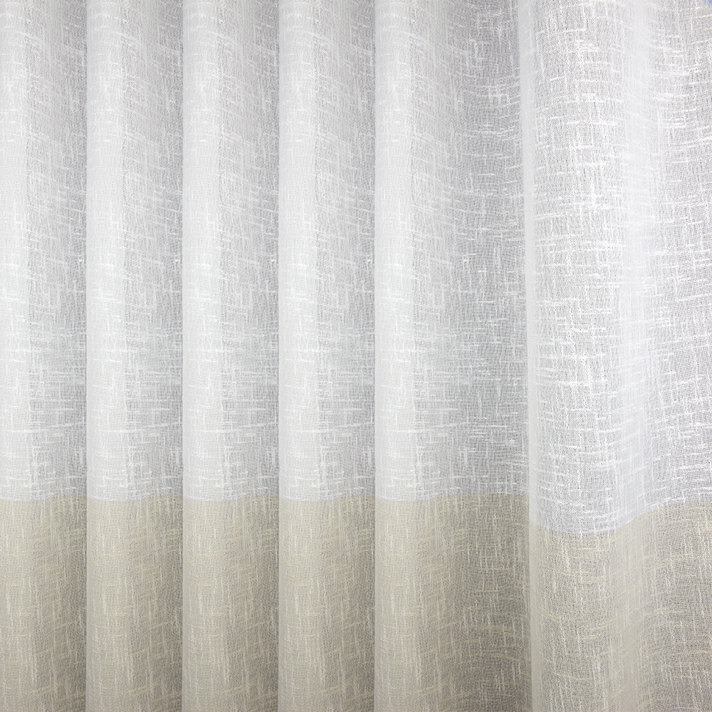 Ткань для штор тюль с утяжелителем 2110-Т V7 белый/бежевый "под лён"  280 см (30 м±)