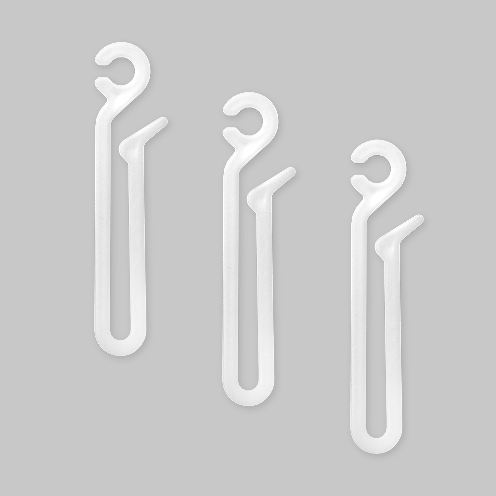 Крючок для штор на бегунок 011 белый "Удлиненный" d5 мм h=54 мм (100 шт)