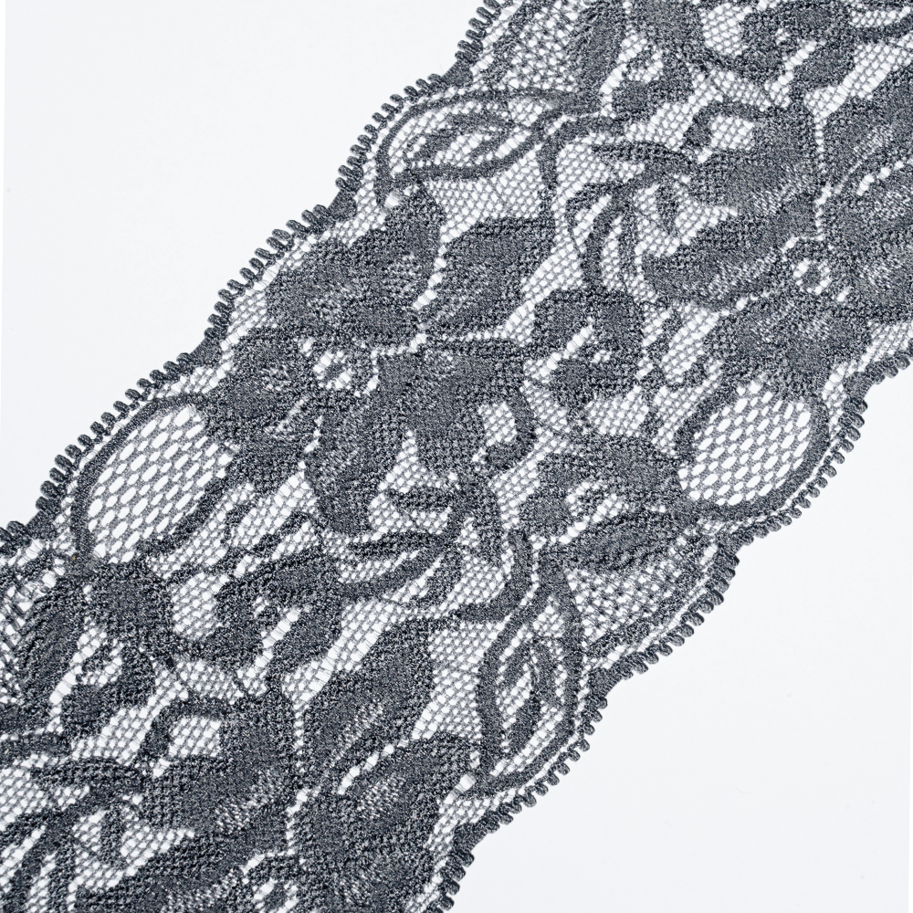 Кружево эластичное 5809 серый, 8 см, (150 ярд)