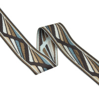 Текстильный бордюр EQ4018-2 Mirtex микс коричневый/бирюзовый "Montley" Коллекция №3, 3,5 см/±25 м
