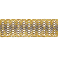 Текстильный бордюр VR01-Y3 Mirtex пыльное золото/серо-бежевый  "Abstract Wave" (4,5 см/10 м)