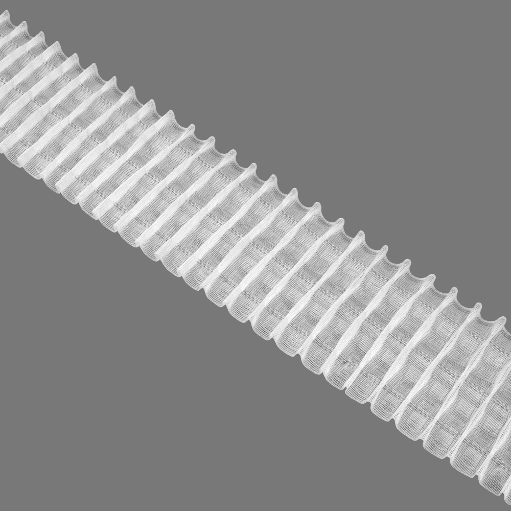 Шторная лента многокарманка 214 (1:2) MirTenda прозрачная, (7 карманов, корд-3 лески) 8,5 см/100 м
