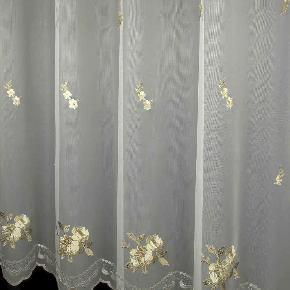 Готовая штора тюль микросетка с рисунком вышивкой 3061SB-4БО.214 (405х270 см) белая основа