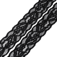 Кружево эластичное 1363 черный, 3.2 см, (400 ярд)