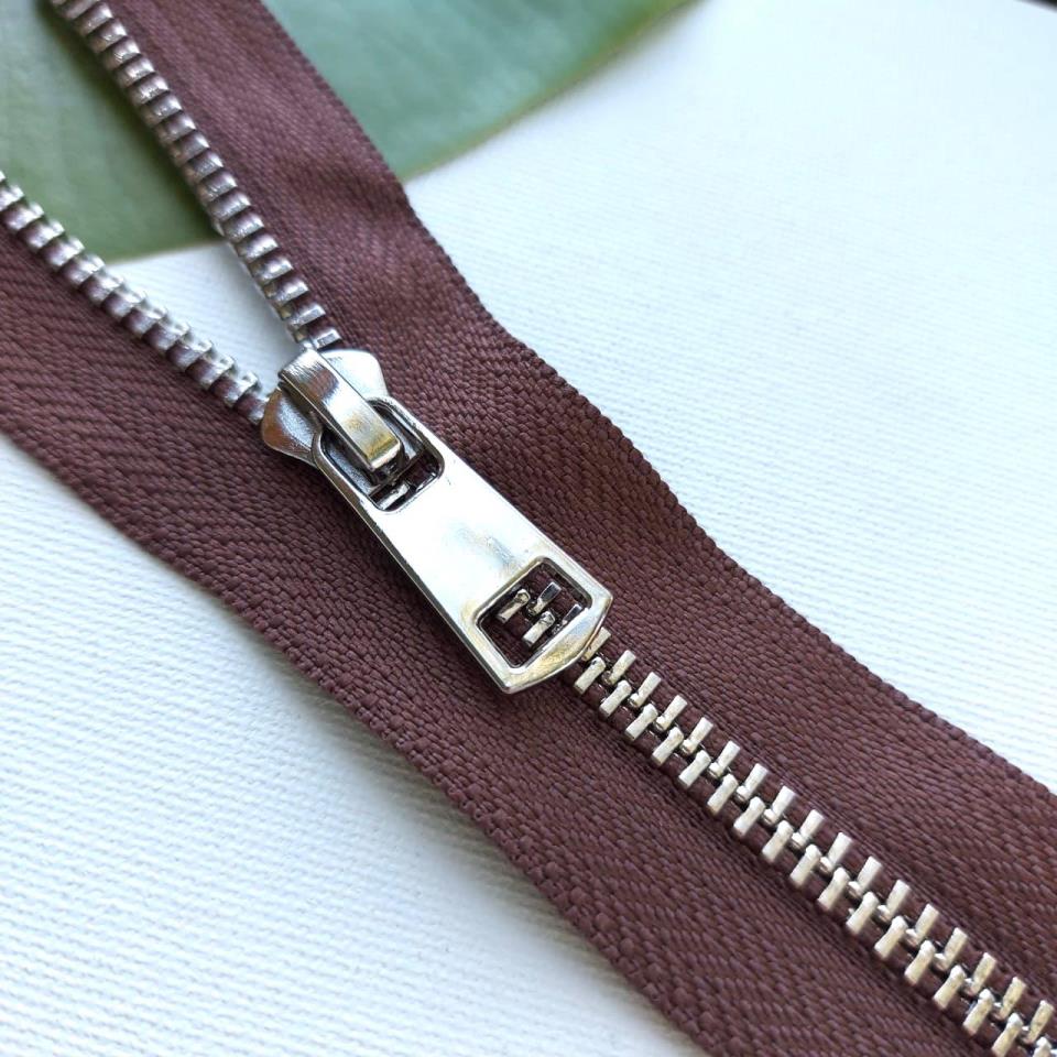 Металлическая молния ТИТАН неразъемная 18 см Т5 (ТТ) (1 замок) никель/темно-коричневый (10 шт)