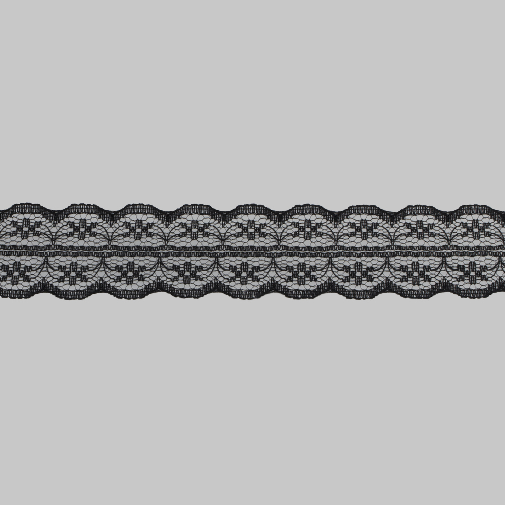 Кружево капроновое 135-2 черный, 2.5 см, (365,76 м/22,86 м)