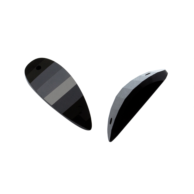 Украшение "лепесток" 7х17,5 мм черный пластик (20 шт)