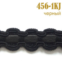 Тесьма вязаная с кожзамом 456-1KJ черный (45,72 м)