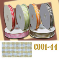 Лента в клетку 44-C001-38 бежевая (50 ярд)