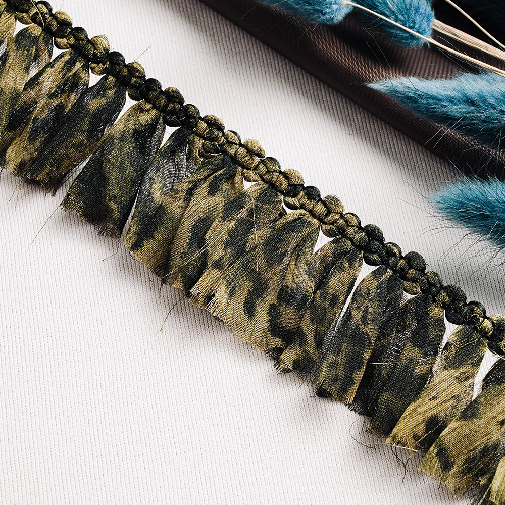 Тесьма-оборка CF01-38 зеленый/черный (22,86 м)