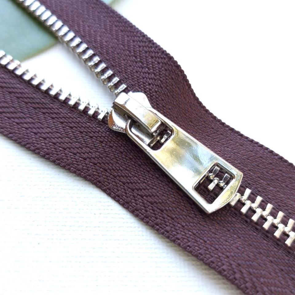 Металлическая молния ТИТАН неразъемная 18 см Т5 (ТТ) (1 замок) никель/кофе (10 шт)