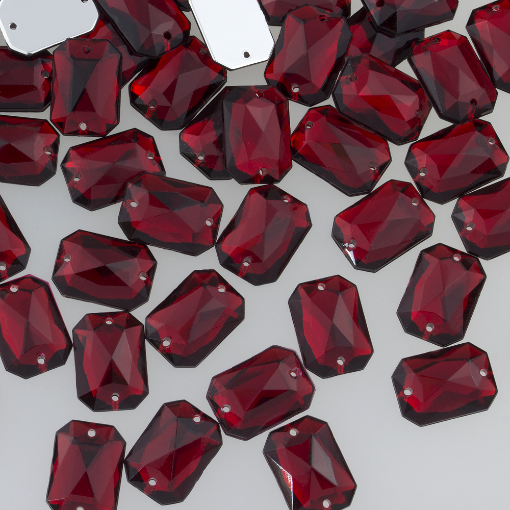 Стразы пришивные Восьмиугольник 18*25 мм 33# бордо (100)