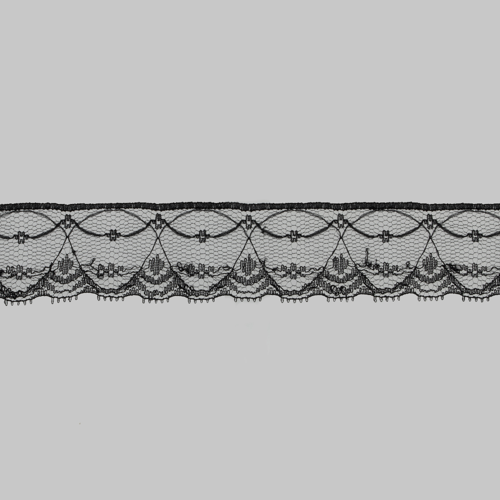 Кружево капроновое 165-1 черный, 2.8 см, (365,76 м/22,86 м)