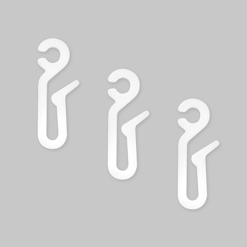 Крючок для штор на бегунок 010 белый "Удлиненный" d5 мм h=34 мм (100 шт)