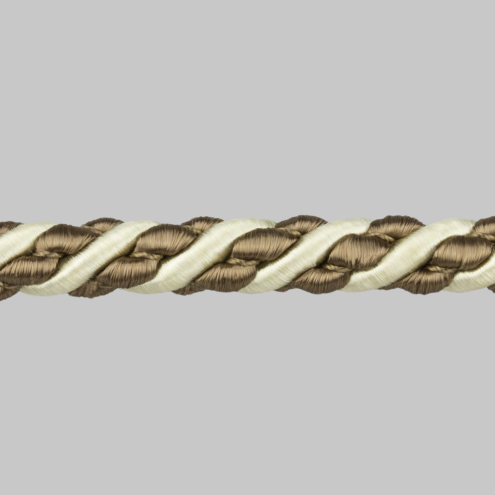 Шнур витой SH20-4/1 коричневый/бежевый (d6-8 мм) (искусственный шёлк) (25 м)