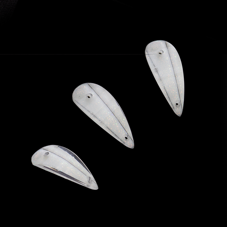 Украшение "лепесток" 7х17,5 мм - 1 прозрачно-белый пластик (20 шт)