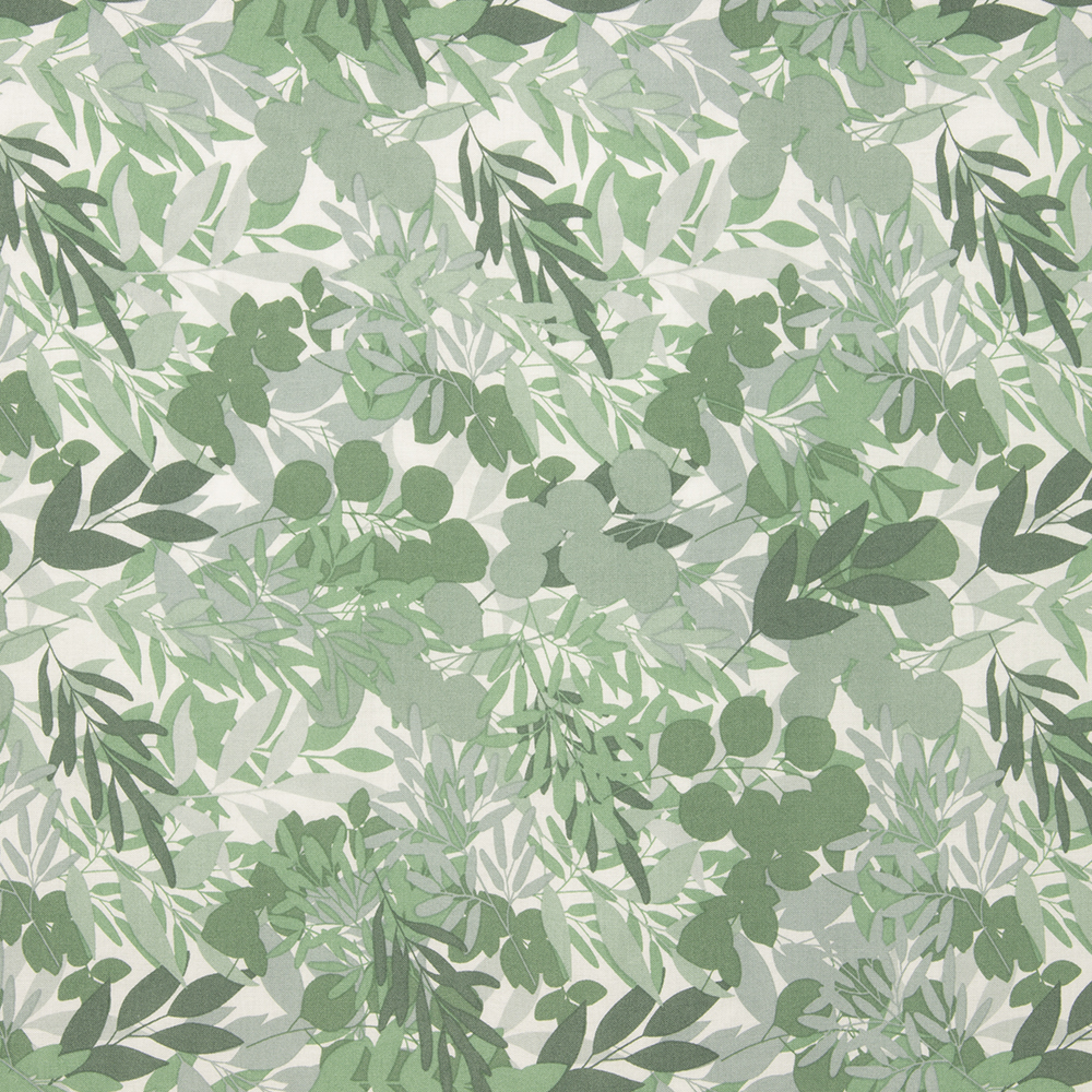 Ткань Штапель принт листья 159-1.01 зелено-белый (92г/кв.м) 150см/±50м