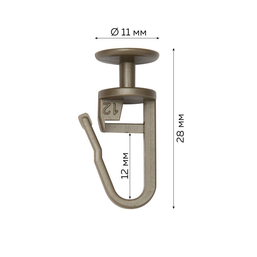 Крючок-гвоздик античное золото (шляпка D11мм) А2511 пластиковый для шины (100 шт)