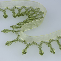 Бахрома из стекляруса на органзе 158-3/7A светло-зеленый (20 м)